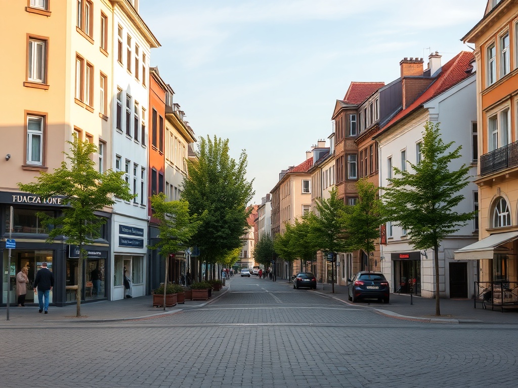 Mapa pokazująca zmapowane obiekty infrastruktury w Darłowie, w tym restauracje i sklepy
